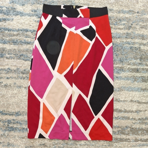 Worthington Skirt Women Sz 4 Colorful Midi Back Zip Elastic Waist Stretch - Picture 7 of 7